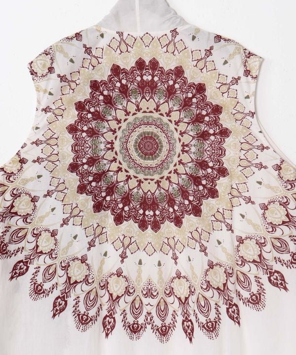 Mandala Print Asymmetrical Cardigan