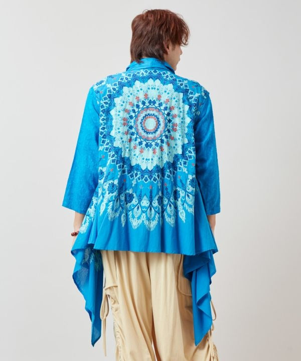 Mandala Print Asymmetrical Cardigan by AMINA - Ametsuchi