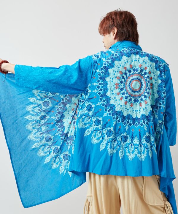 Mandala Print Asymmetrical Cardigan