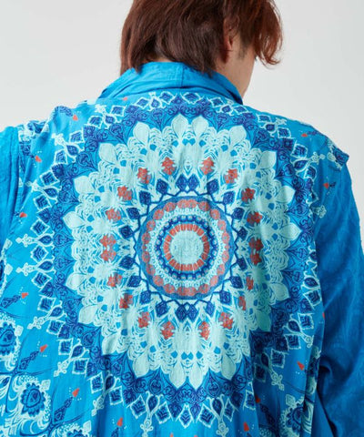 Mandala Print Asymmetrical Cardigan