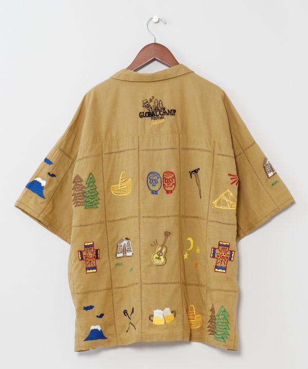 Outdoor Embroidered Open Collar Shirt by AMINA - Ametsuchi
