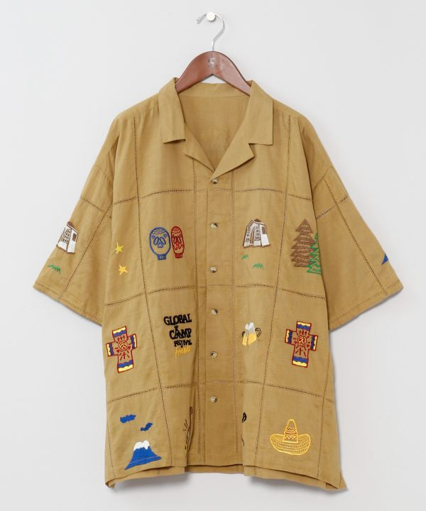 Outdoor Embroidered Open Collar Shirt by AMINA - Ametsuchi