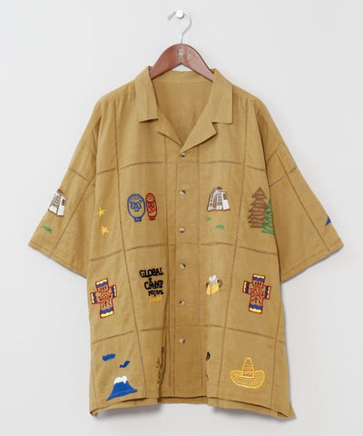 Outdoor Embroidered Open Collar Shirt by AMINA - Ametsuchi