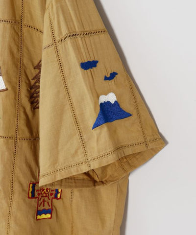 Outdoor Embroidered Open Collar Shirt by AMINA - Ametsuchi