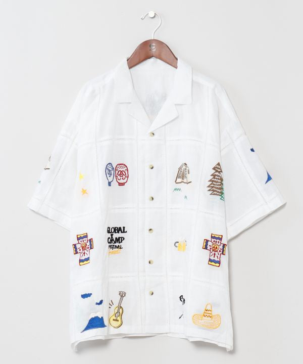 Outdoor Embroidered Open Collar Shirt by AMINA - Ametsuchi