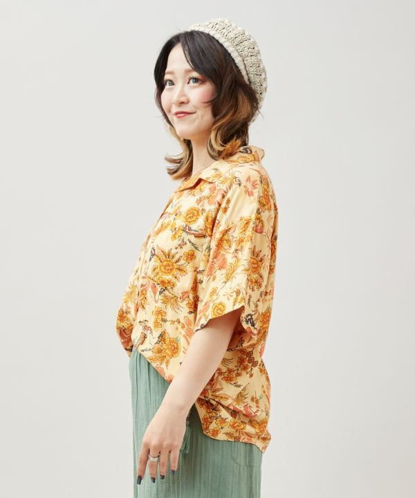 Songkran Calavera Rayon Shirt Tops by AMINA - Ametsuchi