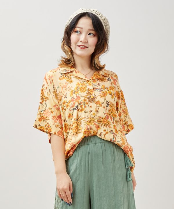 Songkran Calavera Rayon Shirt Tops by AMINA - Ametsuchi