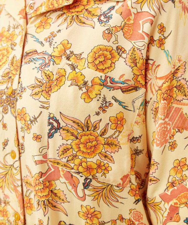 Songkran Calavera Rayon Shirt Tops by AMINA - Ametsuchi