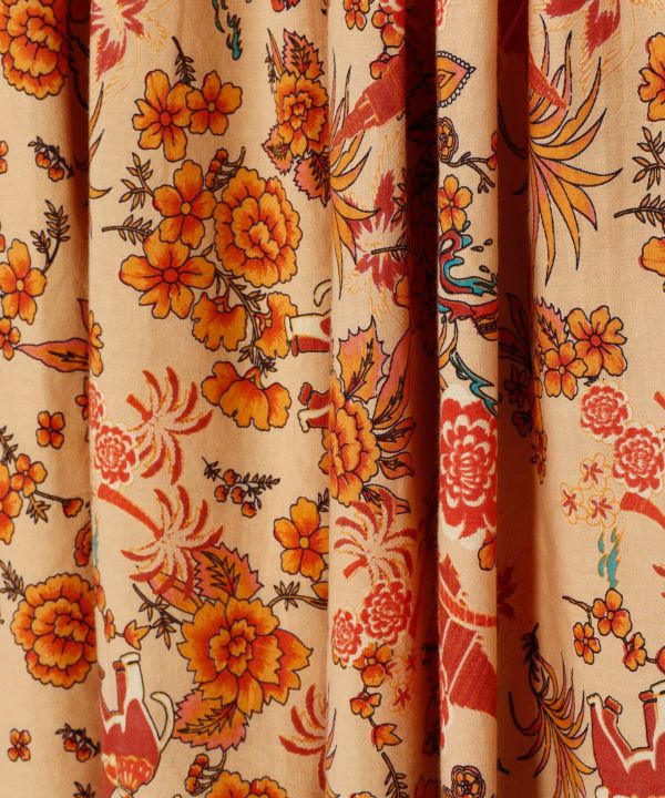 Songkran Floral Pattern Midi Skirt Skirts by AMINA - Ametsuchi