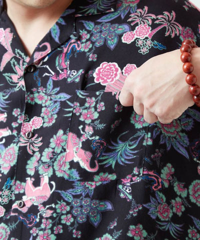 Songkran Calavera Resort Shirt Tops by AMINA - Ametsuchi