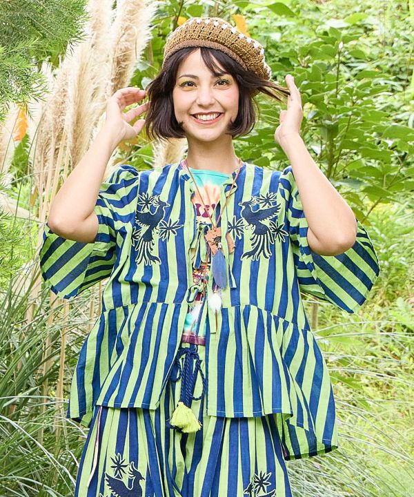 Otomi Stripe Cotton Blouse