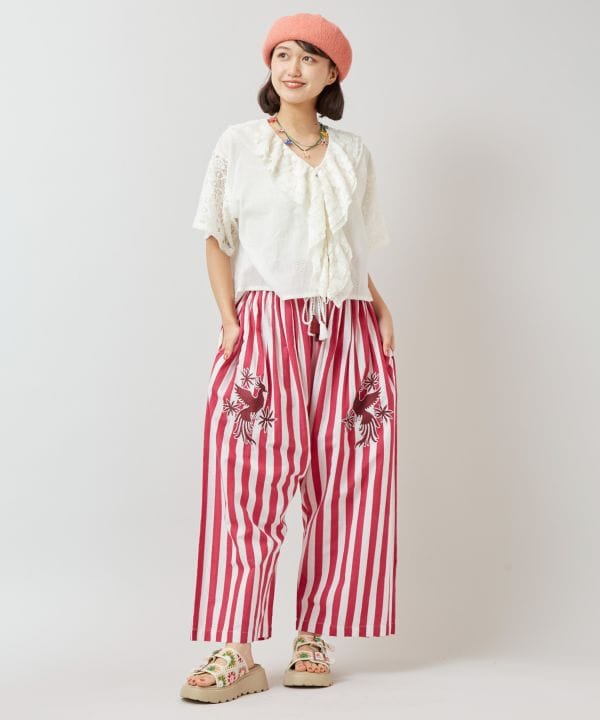 Otomi Stripe Cotton Pants by AMINA - Ametsuchi