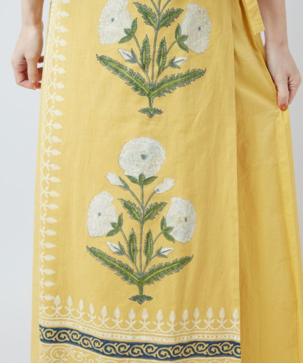 Block Print Wrap Pants Pants & Shorts by AMINA - Ametsuchi