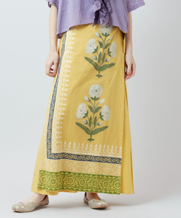 Block Print Wrap Pants Pants & Shorts by AMINA - Ametsuchi