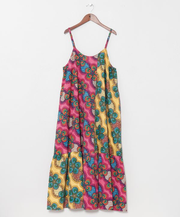 Kitenge Patchwork Pattern Camisole Dress Dresses by AMINA - Ametsuchi