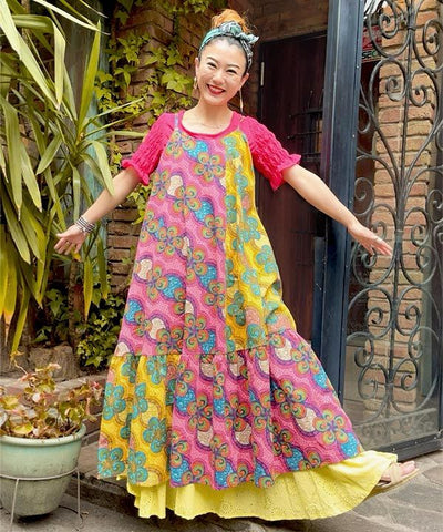 Kitenge Patchwork Pattern Camisole Dress Dresses by AMINA - Ametsuchi