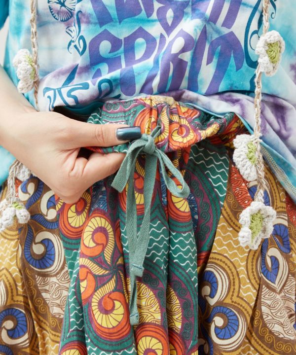 Kitenge Patchwork Pattern Voluminous Skirt Skirts by AMINA - Ametsuchi