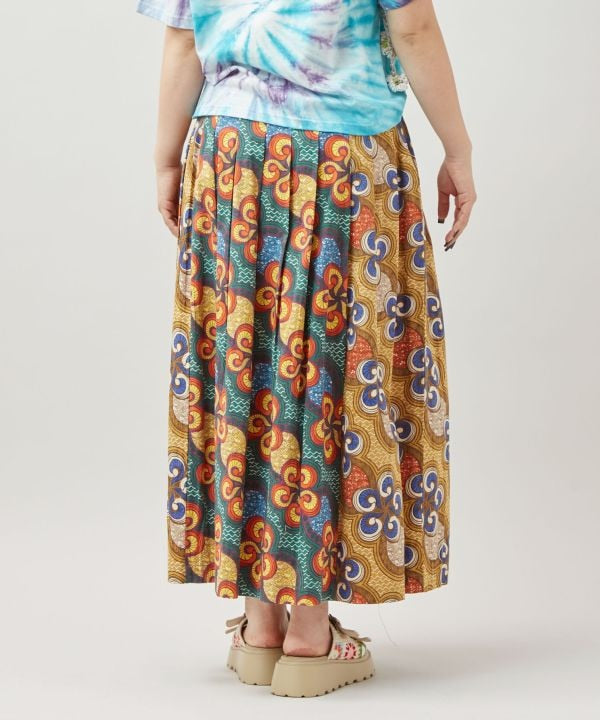 Kitenge Patchwork Pattern Voluminous Skirt Skirts by AMINA - Ametsuchi