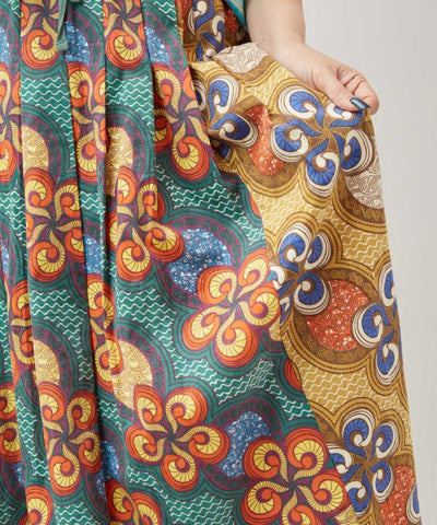 Kitenge Patchwork Pattern Voluminous Skirt Skirts by AMINA - Ametsuchi