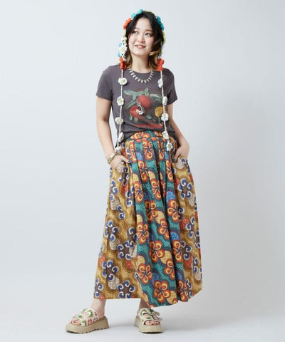 Kitenge Patchwork Pattern Voluminous Skirt Skirts by AMINA - Ametsuchi