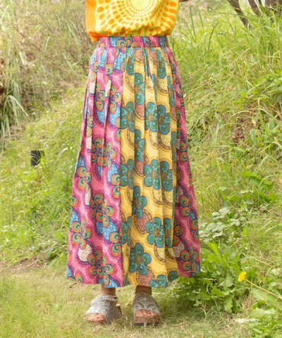 Kitenge Patchwork Pattern Voluminous Skirt Skirts by AMINA - Ametsuchi