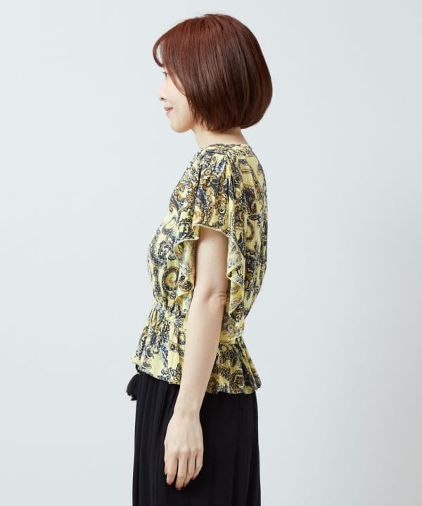 佩斯利花紋人造絲垂褶上衣 AMINA - Ametsuchi