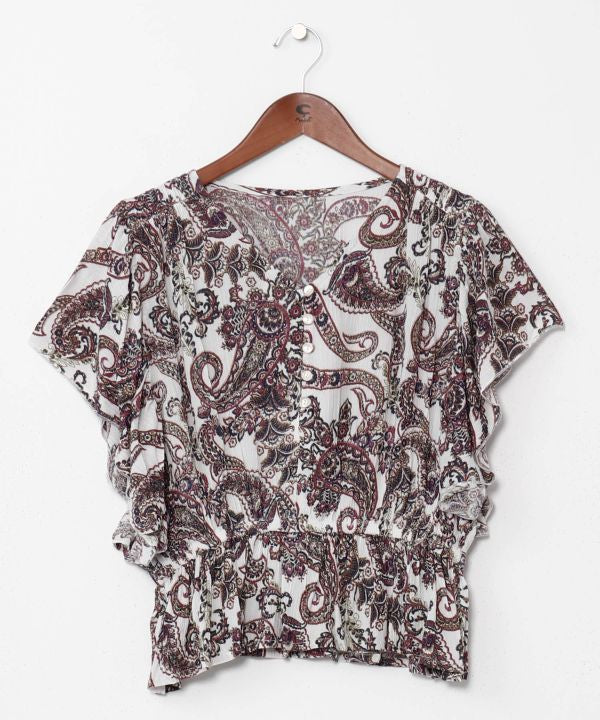 佩斯利花紋人造絲垂褶上衣 AMINA - Ametsuchi