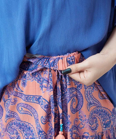 Paisley Tiered Cotton Skirt by AMINA - Ametsuchi