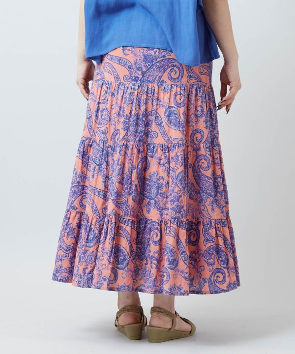 Paisley Tiered Cotton Skirt by AMINA - Ametsuchi