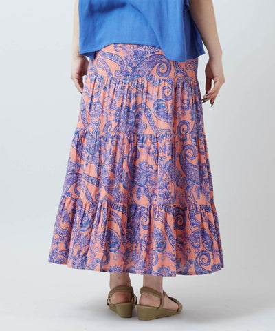 Paisley Tiered Cotton Skirt by AMINA - Ametsuchi
