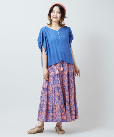 Paisley Tiered Cotton Skirt by AMINA - Ametsuchi