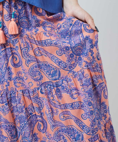 Paisley Tiered Cotton Skirt by AMINA - Ametsuchi