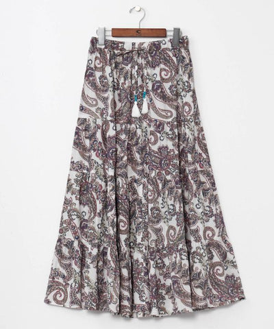 Paisley Tiered Cotton Skirt by AMINA - Ametsuchi