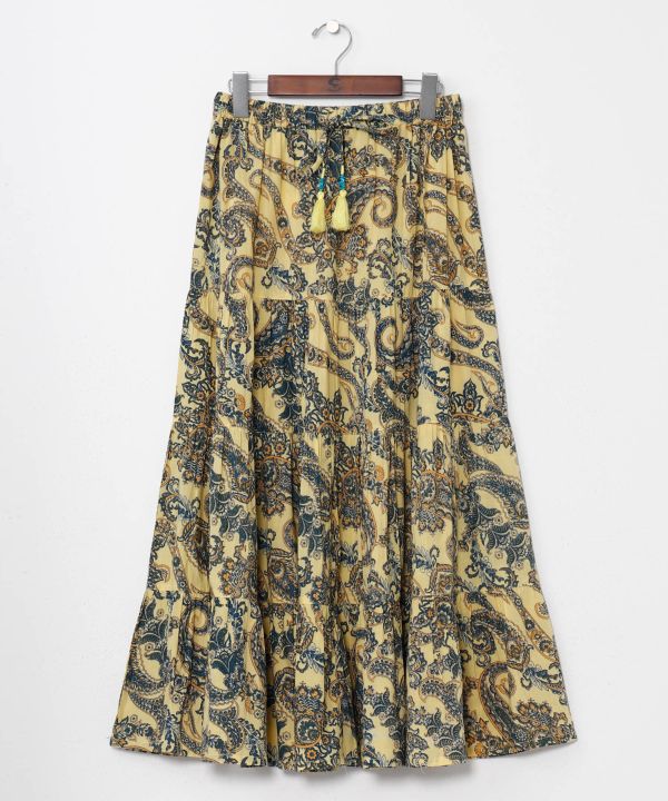 Paisley Tiered Cotton Skirt by AMINA - Ametsuchi