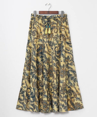 Paisley Tiered Cotton Skirt by AMINA - Ametsuchi
