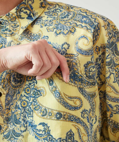 Paisley Cotton Pullover Shirt by AMINA - Ametsuchi