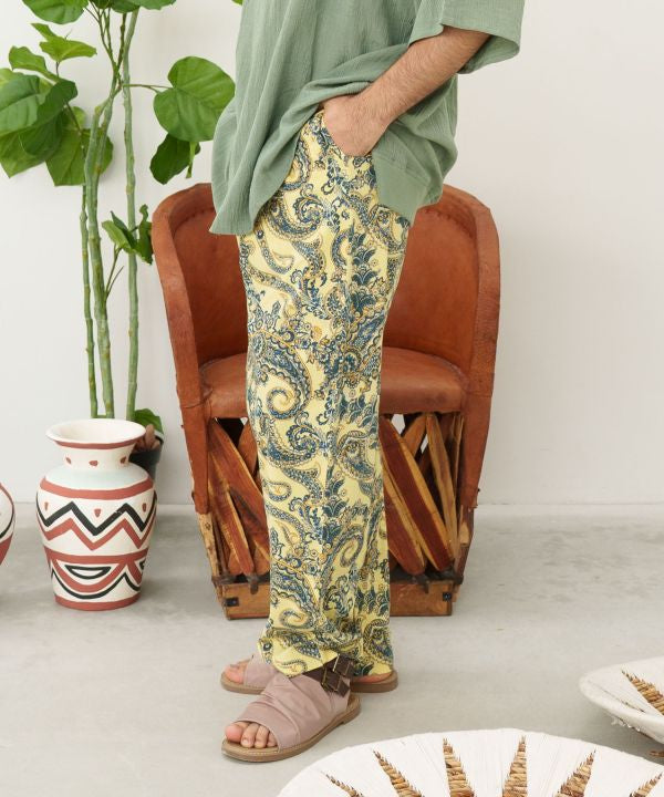 Paisley Tapered Cotton Pants by AMINA - Ametsuchi