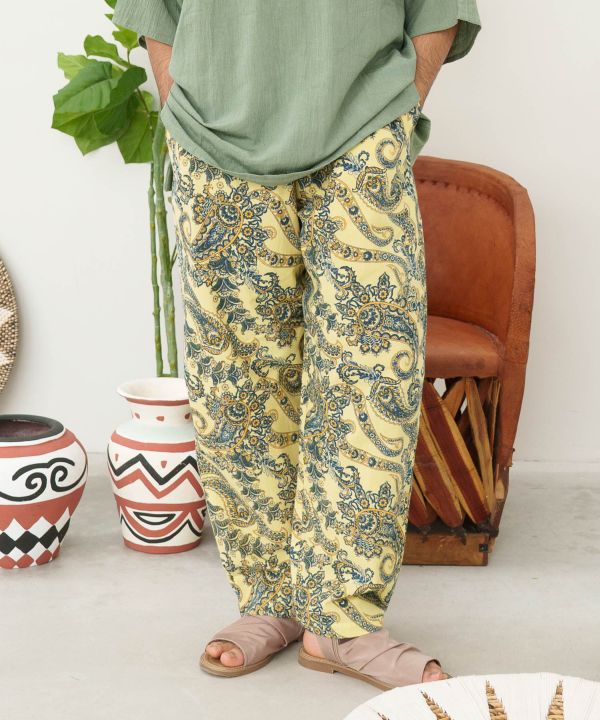 Paisley Tapered Cotton Pants by AMINA - Ametsuchi