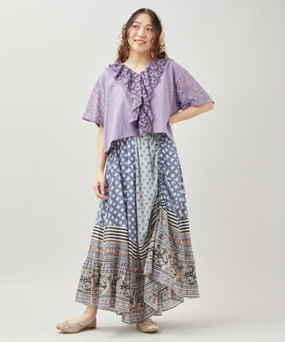 Lace Embroidered Frill Top by AMINA - Ametsuchi