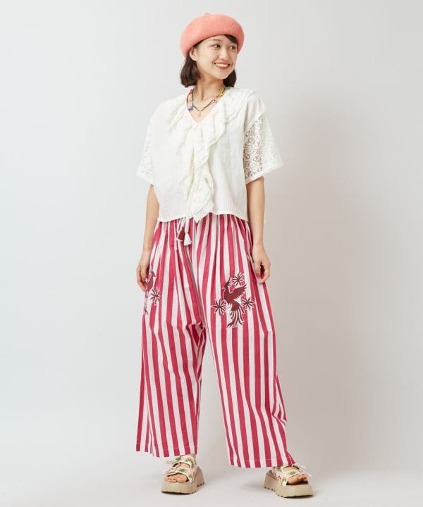 Lace Embroidered Frill Top by AMINA - Ametsuchi