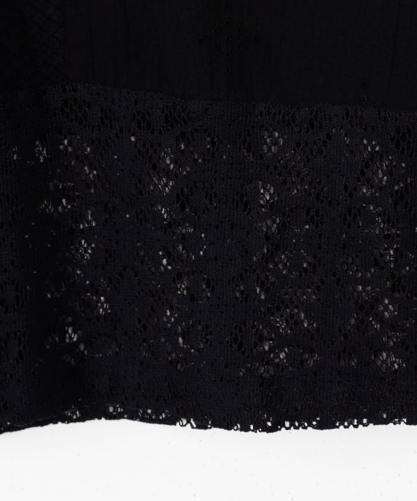 Lace Embroidered Open Collar Shirt by AMINA - Ametsuchi