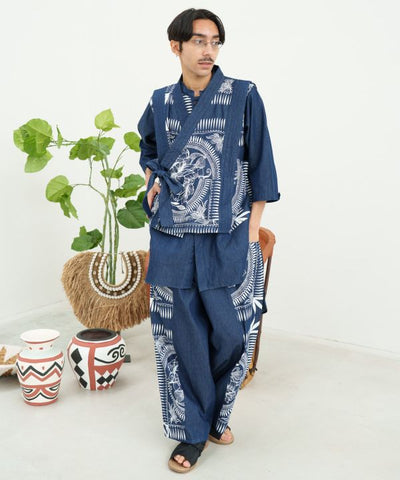 Indigo Color Bohemian Vest Tops by AMINA - Ametsuchi