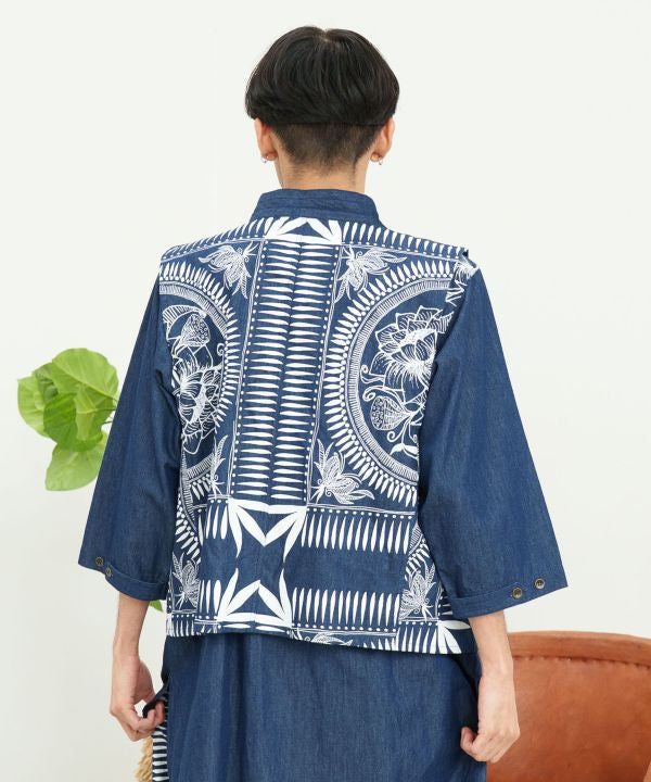 Indigo Color Bohemian Vest Tops by AMINA - Ametsuchi