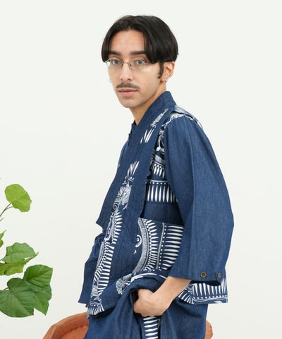 Indigo Color Bohemian Vest Tops by AMINA - Ametsuchi