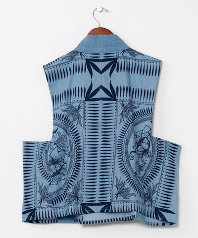 Indigo Color Bohemian Vest Tops by AMINA - Ametsuchi