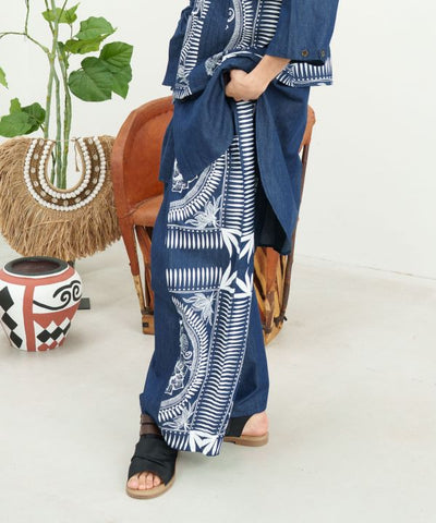 Indigo Color Wide Leg Pants Pants & Shorts by AMINA - Ametsuchi