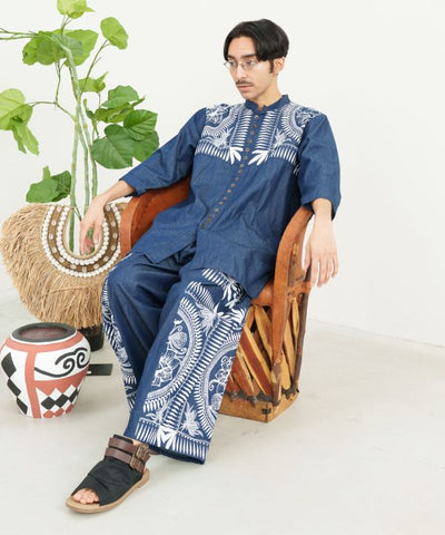 Indigo Color Wide Leg Pants Pants & Shorts by AMINA - Ametsuchi