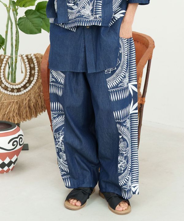 Indigo Color Wide Leg Pants Pants & Shorts by AMINA - Ametsuchi