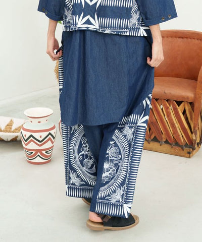 Indigo Color Wide Leg Pants Pants & Shorts by AMINA - Ametsuchi