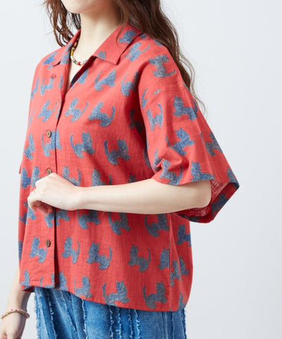Tibetan Thangka Open Collar Shirt by AMINA - Ametsuchi